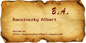 Bacsinszky Albert névjegykártya